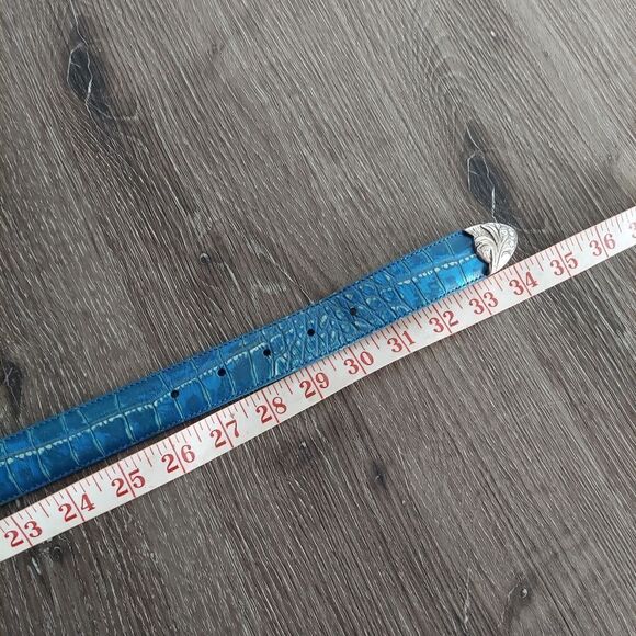 Bad Girl Western Croc Print Leather Belt Blue 💙 Size Small - Picture 8 of 9